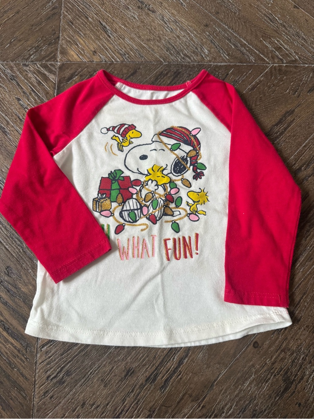 jumping beans Red & White Snoopy 'What Fun!' Raglan Long Sleeve Tee